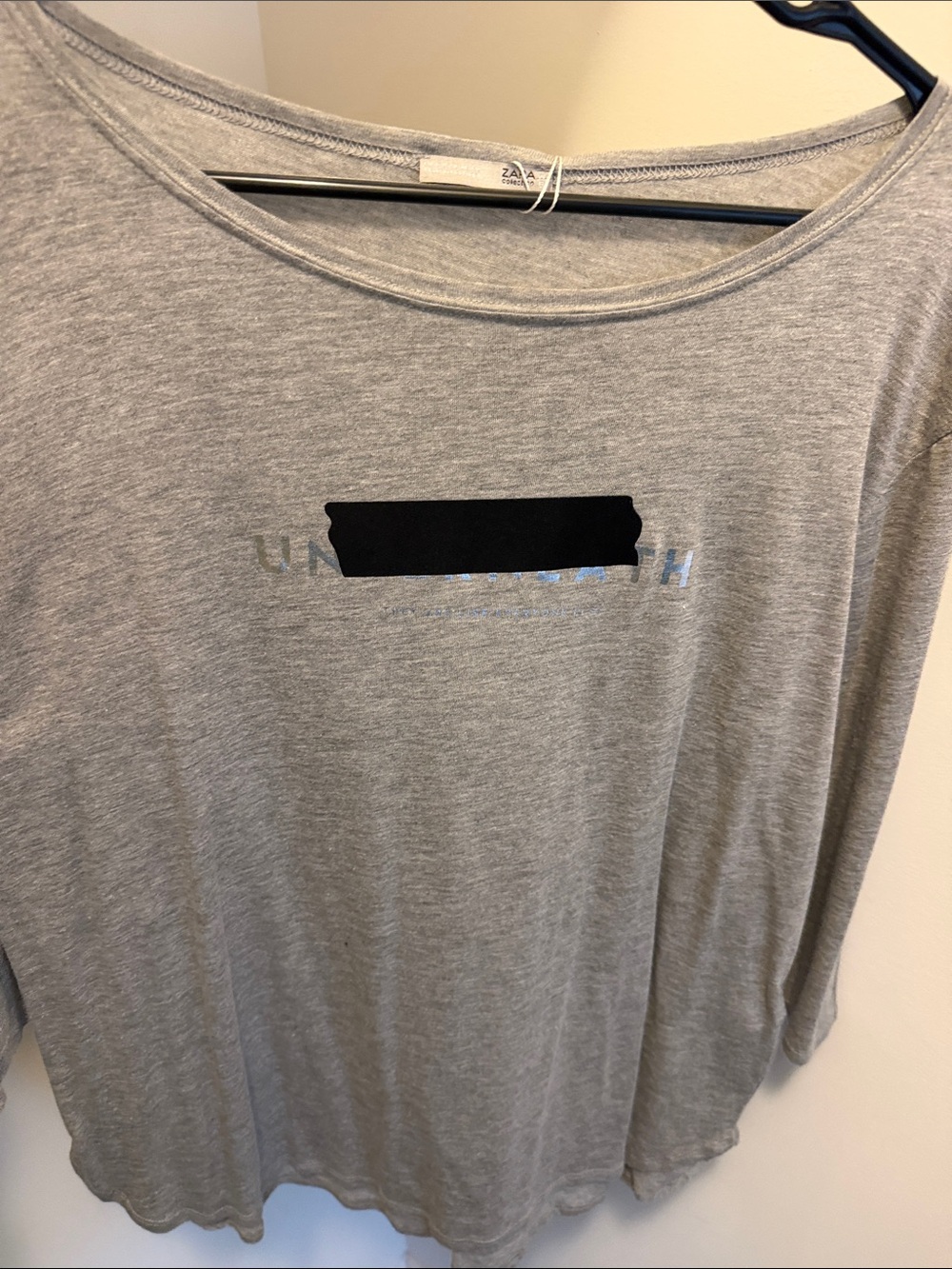 Zara Gray Long Sleeve Tee with Black Graphic